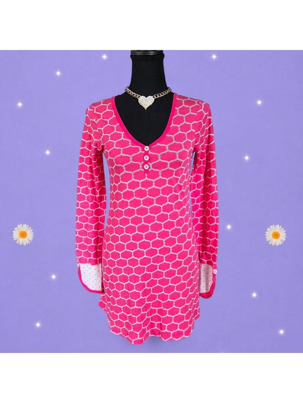 Honeydew coquette dollette princess pink geometric sleep shirt size small 💖